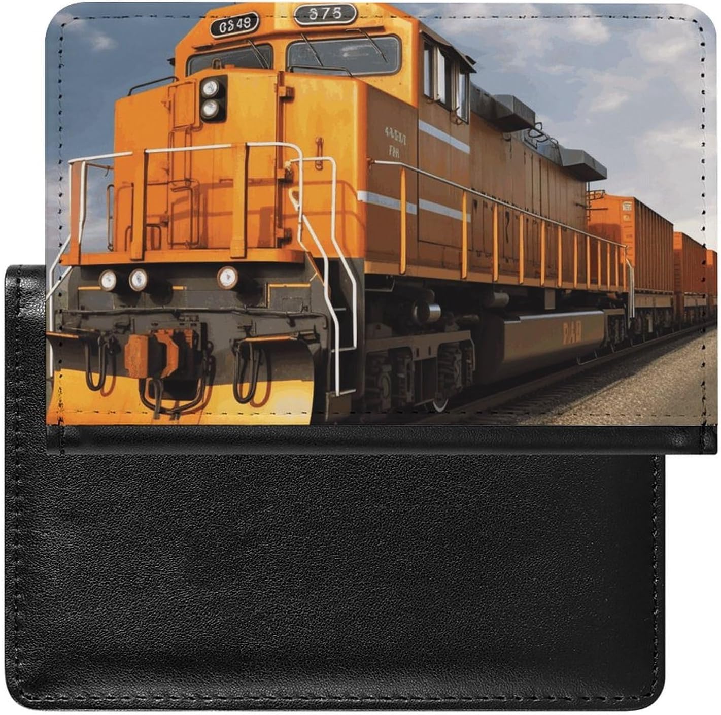Personalized Freight Train Passport Holder Waterproof Passport Protector for Travel Essentials Classic Passport Wallet with Slots PU Leather Passport Cover Holder