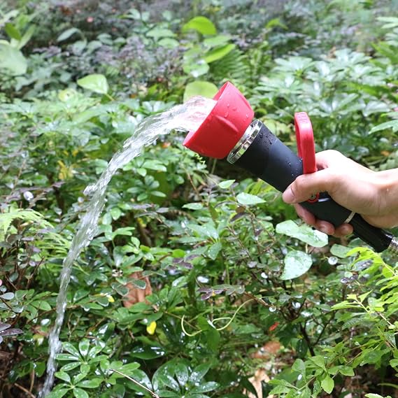 STYDDI Industrial Fireman's Garden Hose Nozzle High Flow, Professional High Volume Classic Fireman Style Spray Nozzle, Heavy Duty Adjustable Twist Hose Nozzle with Large Shut-off Handle, 250 PSI