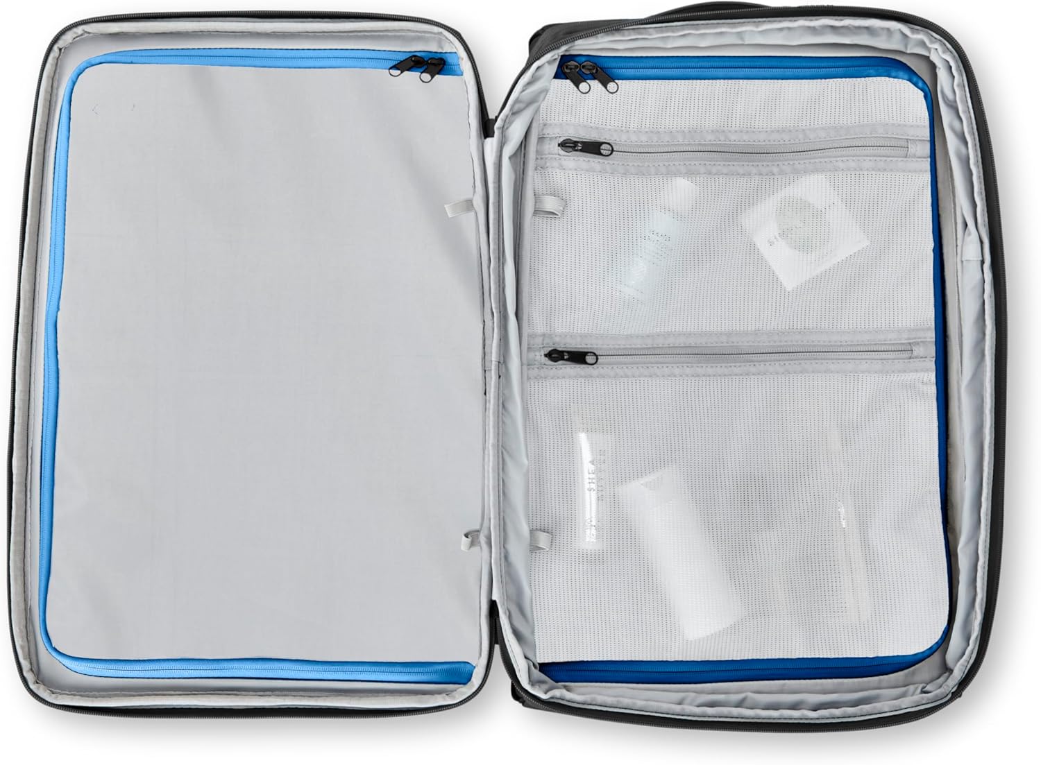 High Sierra Hi-Life Travel Backpack - Features 2-inch Expansion, WetPak Pockets, 17” Laptop Compartment, Stack-It Strap, Adjustable Sternum Strap, Fleece Pocket, Dual Water Bottle Pockets - Blue/Black - Image 7