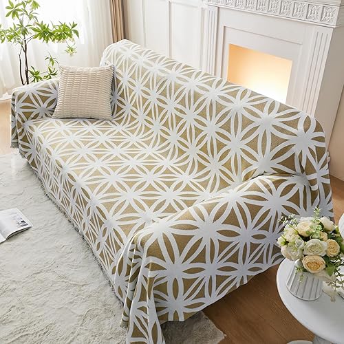 Miniatura 32 de LOMAO Funda de Sofá Fundas de Sofá para Sofá Seccional de 3 Cojines Fundas de Sofá en Forma de L con Borlas Protector de Sofá Lavable Reversible de