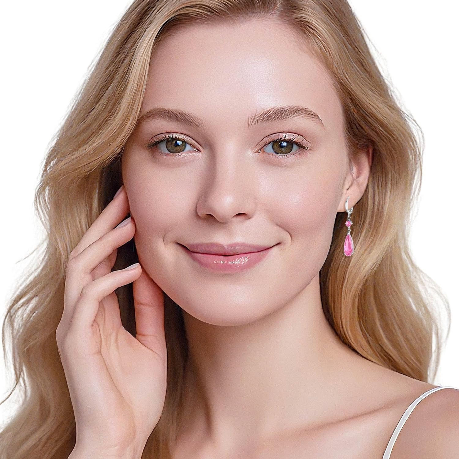 Trendy Cubic Zirconia Teardrop Dangle Drop Earrings for Women 14K White Gold Plated Hypoallergenic Jewelry(with Gift Box) - Image 3