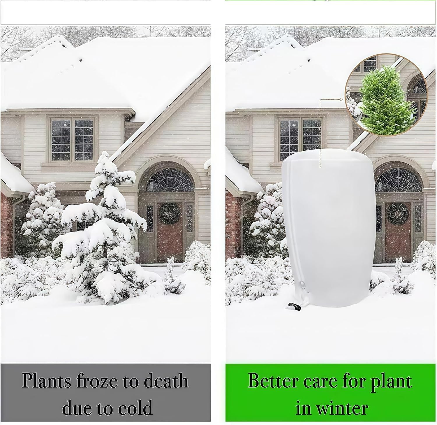 3-Pack of Large Winter Plant Covers Frost-Proof Cover, with Zipper and Drawstring, Suitable for Trees, Vegetables, Flowers(80x100cm)