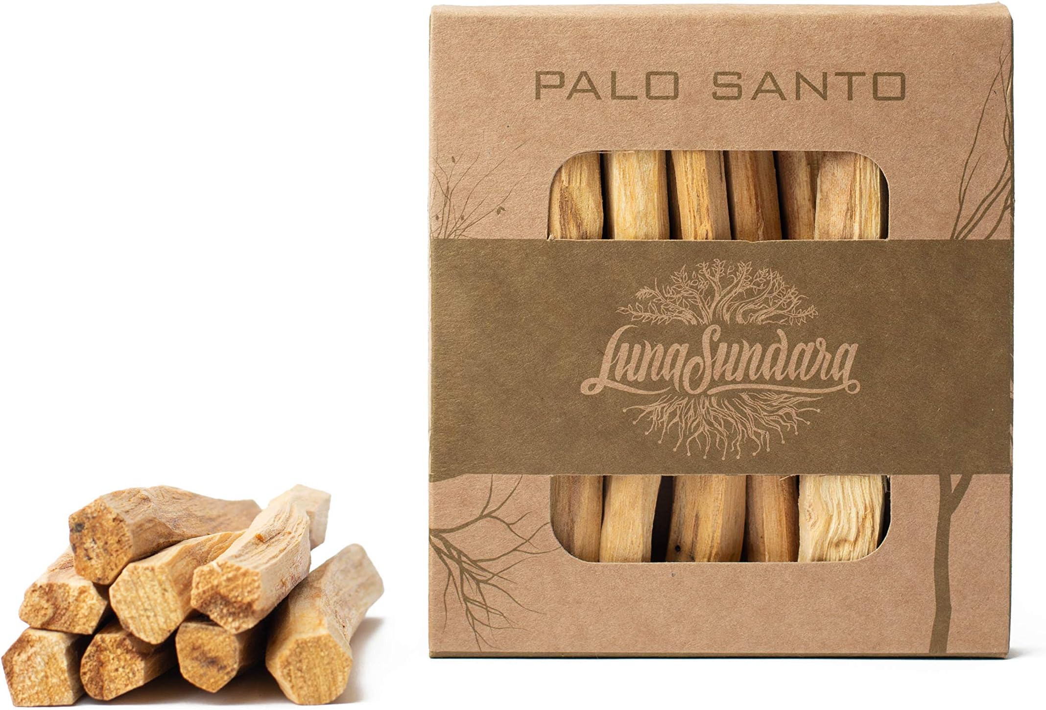 Luna Sundara Organic Wild Harvested Palo Santo Smudging Sticks from Ecuador Select High Resin Natural Incense Sticks Sustainable Packaging 8 Aromatic Sticks for Peace and Tranquility