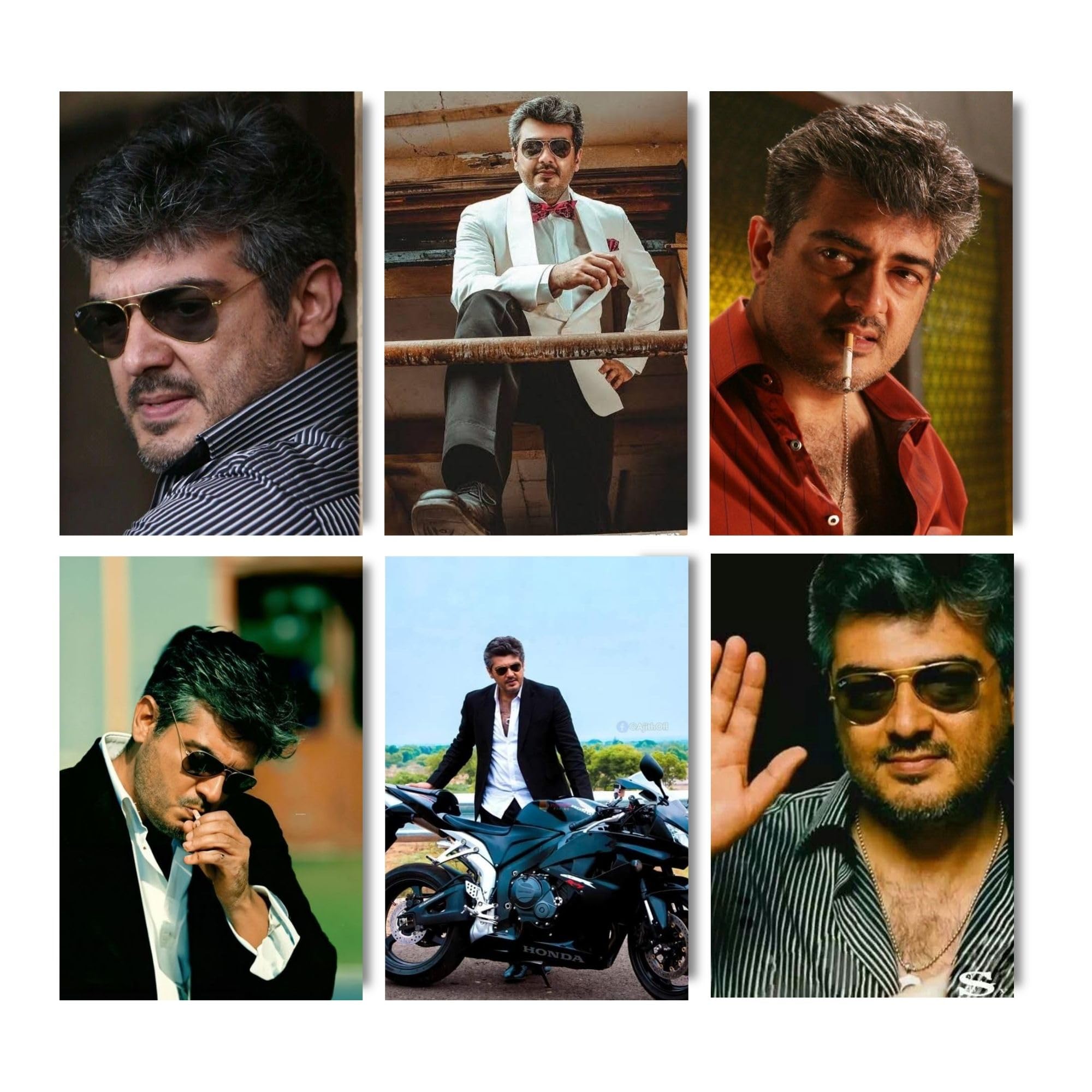 Aonami Ajith Kumar Poster Set A4 Pack of 6 Posters 300 GSM Matte Paper Print Glue Dots Included Tamil Actor Ajith Wall Art Collection for Bedroom Study Area Hostel Room Office Decor Kollywood Celebrity Wall Decoration-image-5