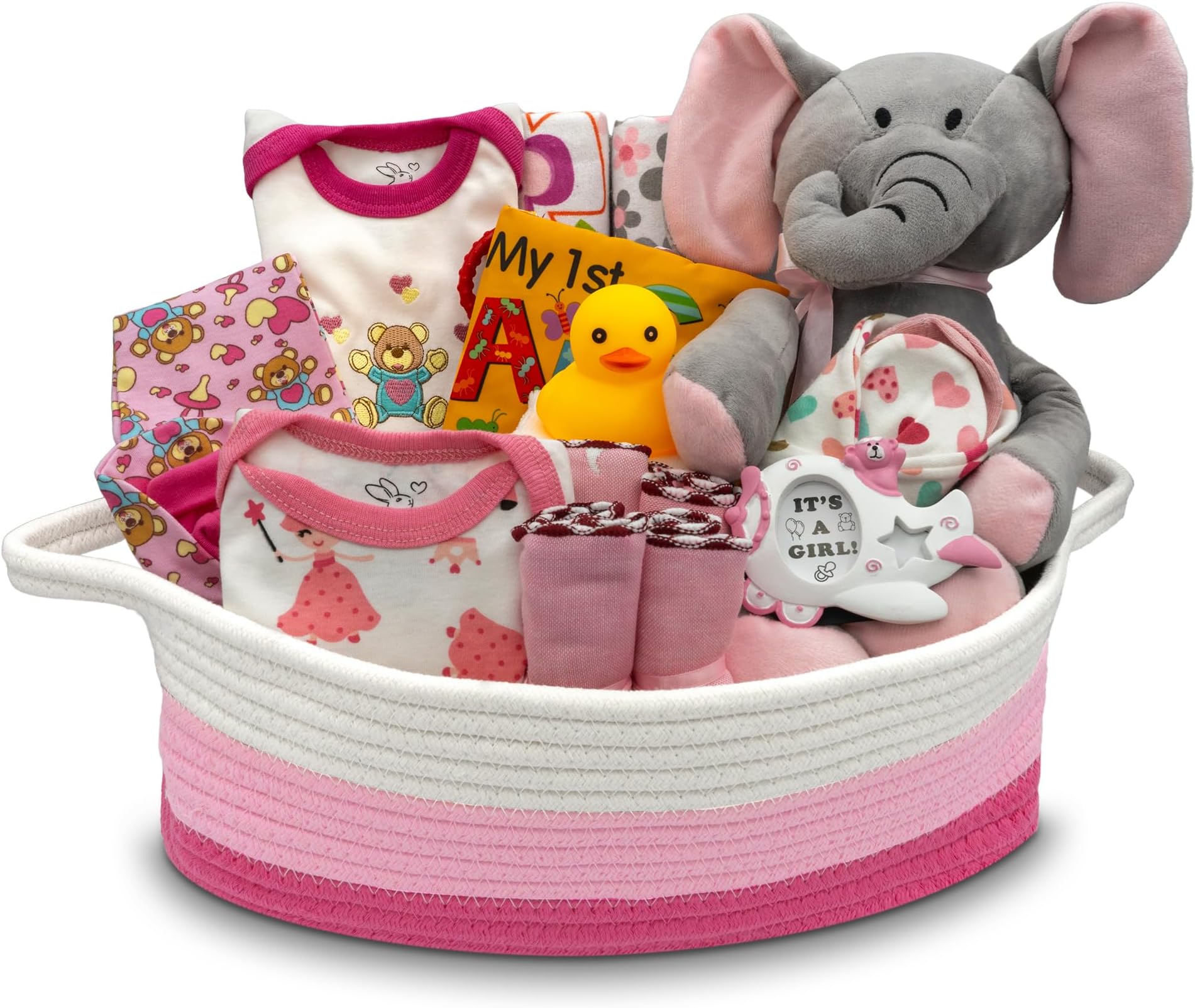 Bundle of Joy Deluxe New Baby Gift Basket | Newborn Baby Girl Gift Set with Baby Essentials | Baby Gift Basket for Expecting Moms | Baby Layette Set | Pink Baby Gift Set | Nikki's Gift Baskets