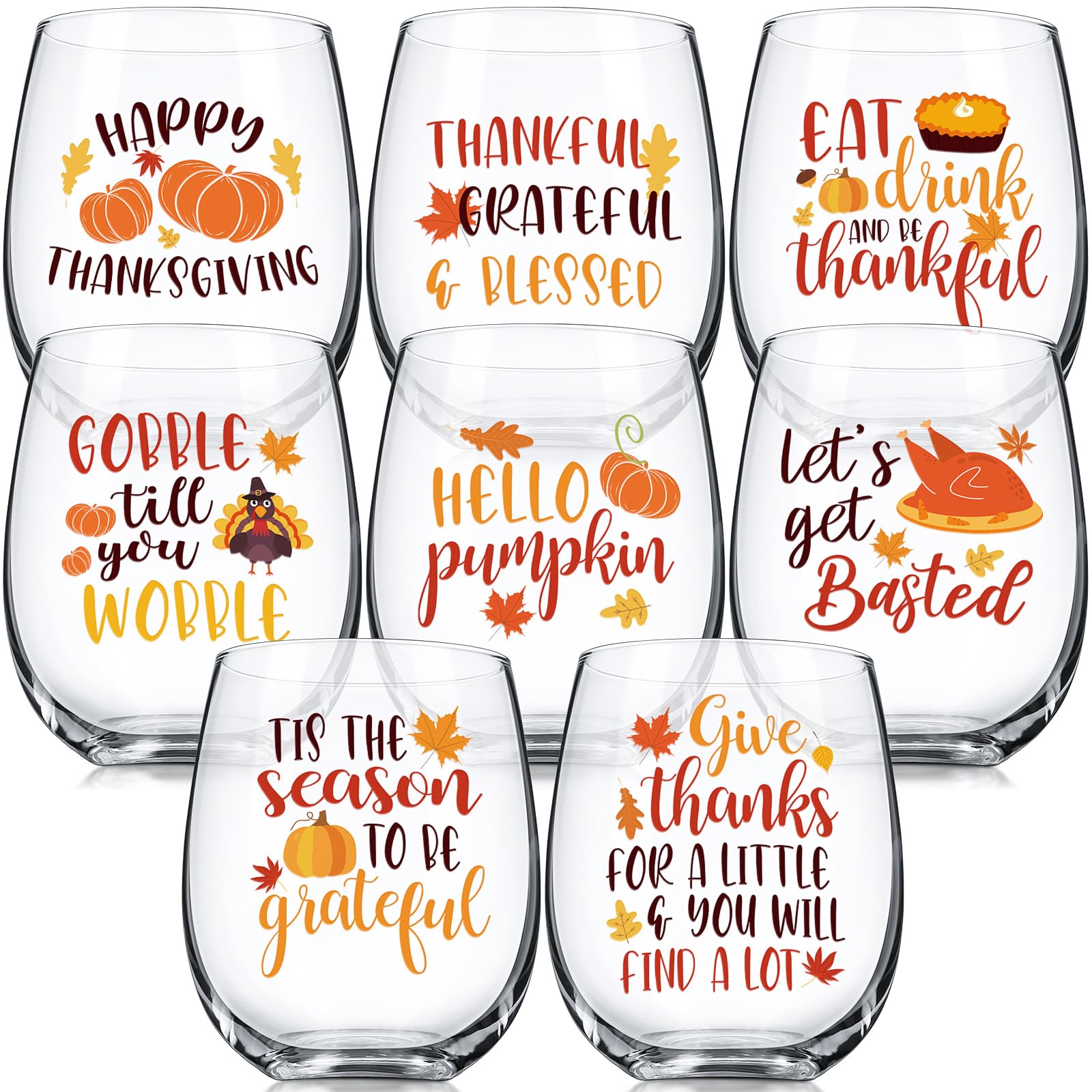Verres à vin d'automne sans pied pour éviter les chutes sur vos tables de fête