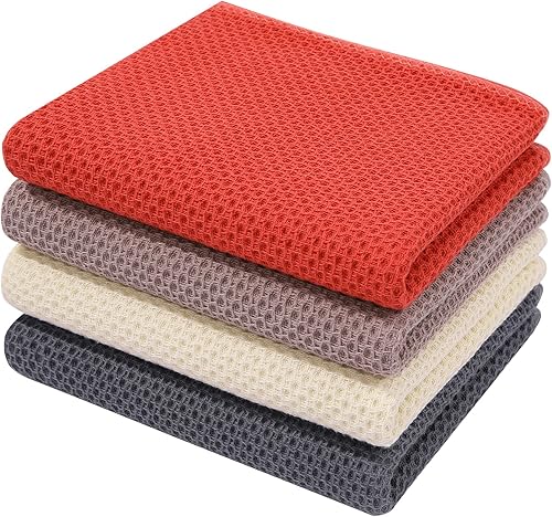 Miniatura 55 de Homaxy Paños de cocina de 100% algodón con tejido gofre, toallas de cocina ultra suaves, absorbentes, de secado rápido, 12 x 12 pulgadas, paquete