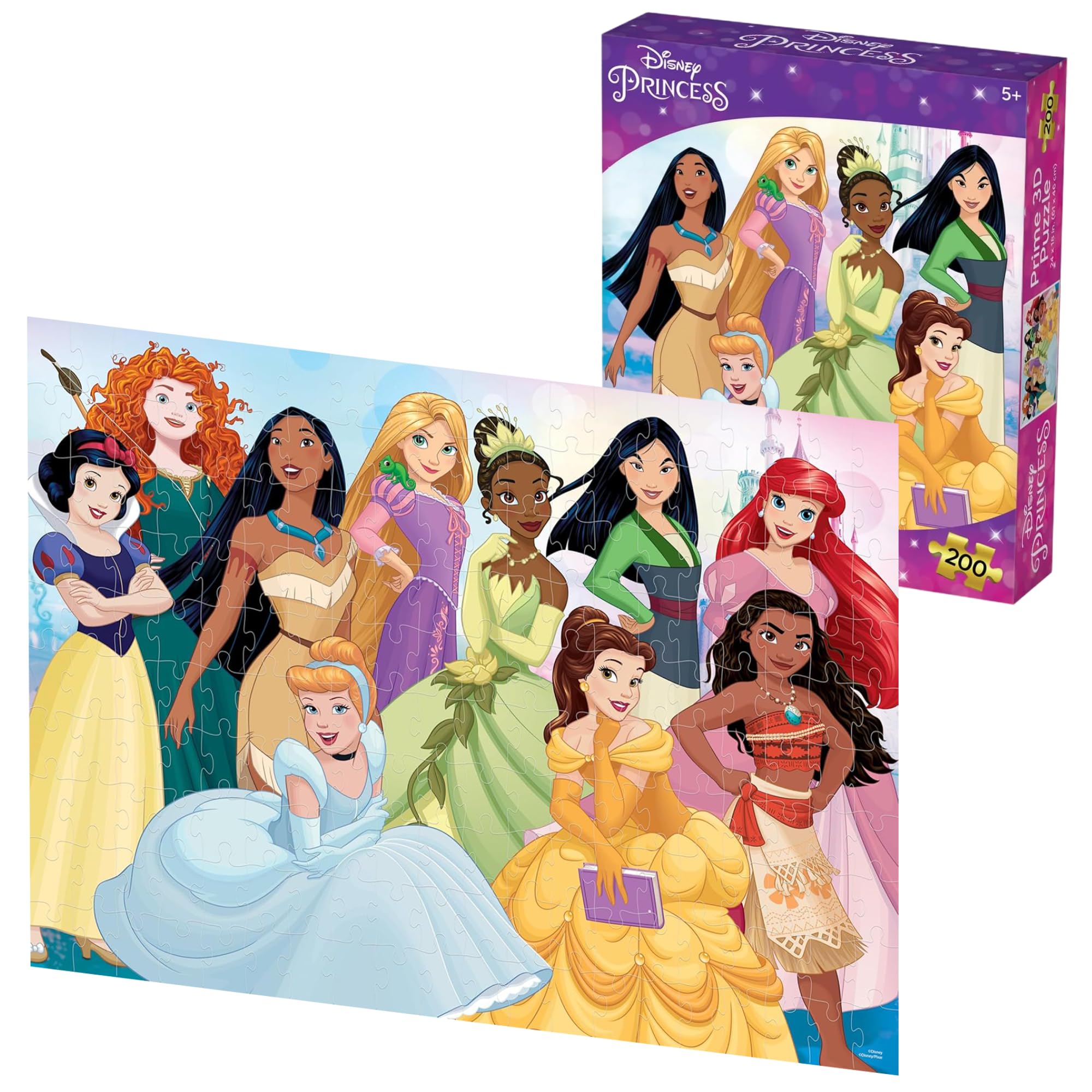 PRIME 3D , Disney Princess , 3D Lenticular Jigsaw Puzzle , 61cm x 46cm - 200 pcs , Games & Puzzles , Ages 6+