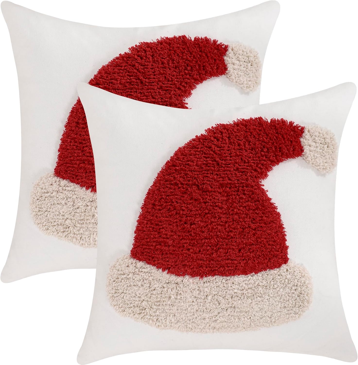 LUOYEHK Christmas Pillow Covers 18x18 Inch Set of 2 Pink Xmas Tree and Star Decorative Throw Pillows Winter Holiday Merry Christmas Canvas Embroidery Cushion Covers for Couch Sofa Bed