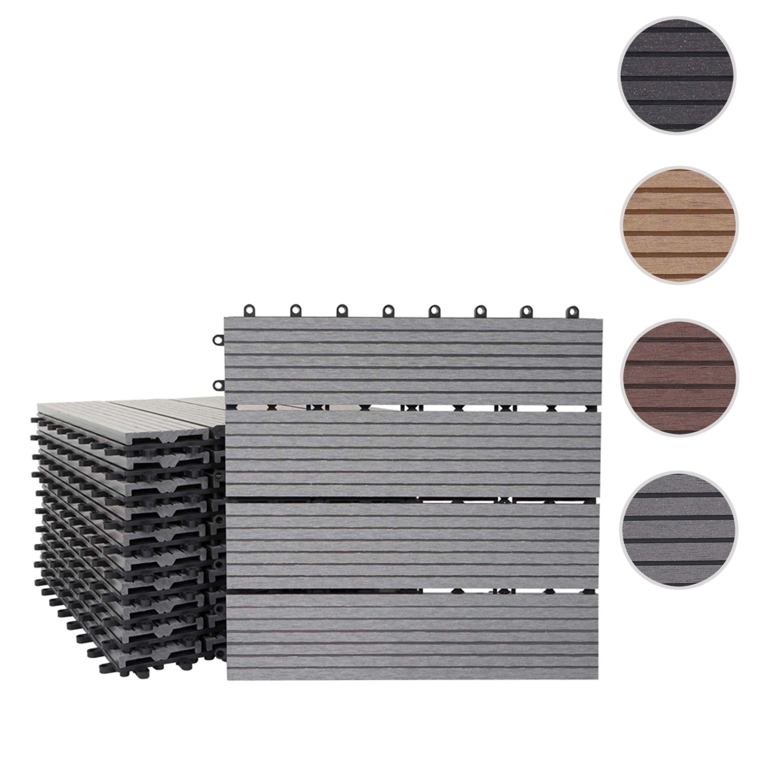 Mendler Piastrelle pavimentazione da Esterno Rhone T831 WPC 30x30cm 11 Pezzi 1mq - Grigio lineare