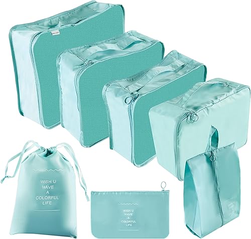 CHENGBAI TOTE 7 Pcs Luggage Packing Cubes, Large Capacity Travel Cubes for Luggage, Luggage Organizer Bags in 7 Sizes, Luggage Storage to Save Space