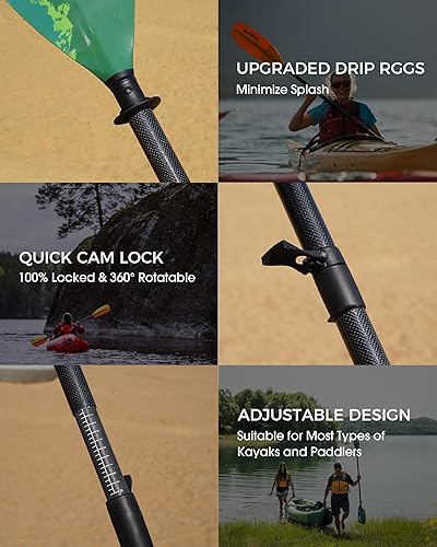 Miniatura 10 de Adjustable Kayak Paddle with Carbon Shaft and PP Blade Available in 220-240cm 230cm-250cm Floating Lightweight Kayak Oars with Original Pattern