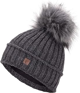 Berretto Invernale Foderato Caldo con Pelliccia Sintetica Berretto con Pompon Fodera in Pile Berretto Invernale Lavorato a Maglia Cappuccio Donna Uomo Taglia Unica