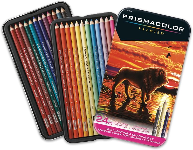 Lápices de colores Prismacolor Premier Soft Core, juego de resaltado y sombreado vibrante, 24 unidades: dibujo, coloración y suministros de arte