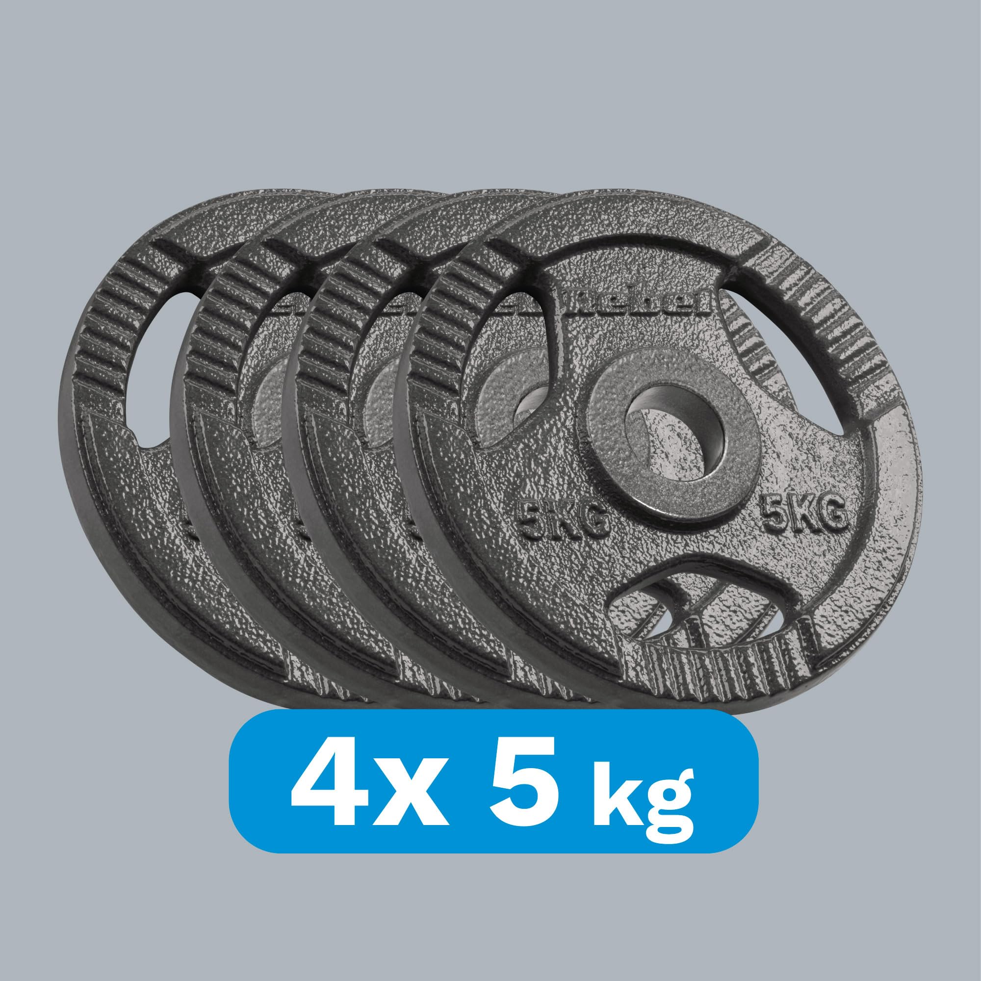 Rebel Electro Juego de Carga de Hierro Fundido 4 x 5 kg Orificio 51 mm Plato con Asas