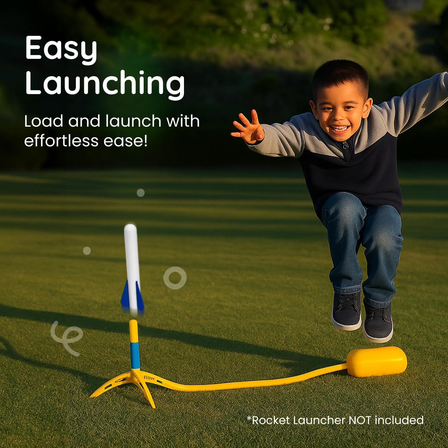 Botabee 12 Pack Glow-in-The-Dark Foam Rockets Stomp Rocket Refills - Outdoor Toy Set - 6.5 Inch Length - Exciting Universal-Fit Replacement for Rocket Launcher for Kids - Safe Foam Design