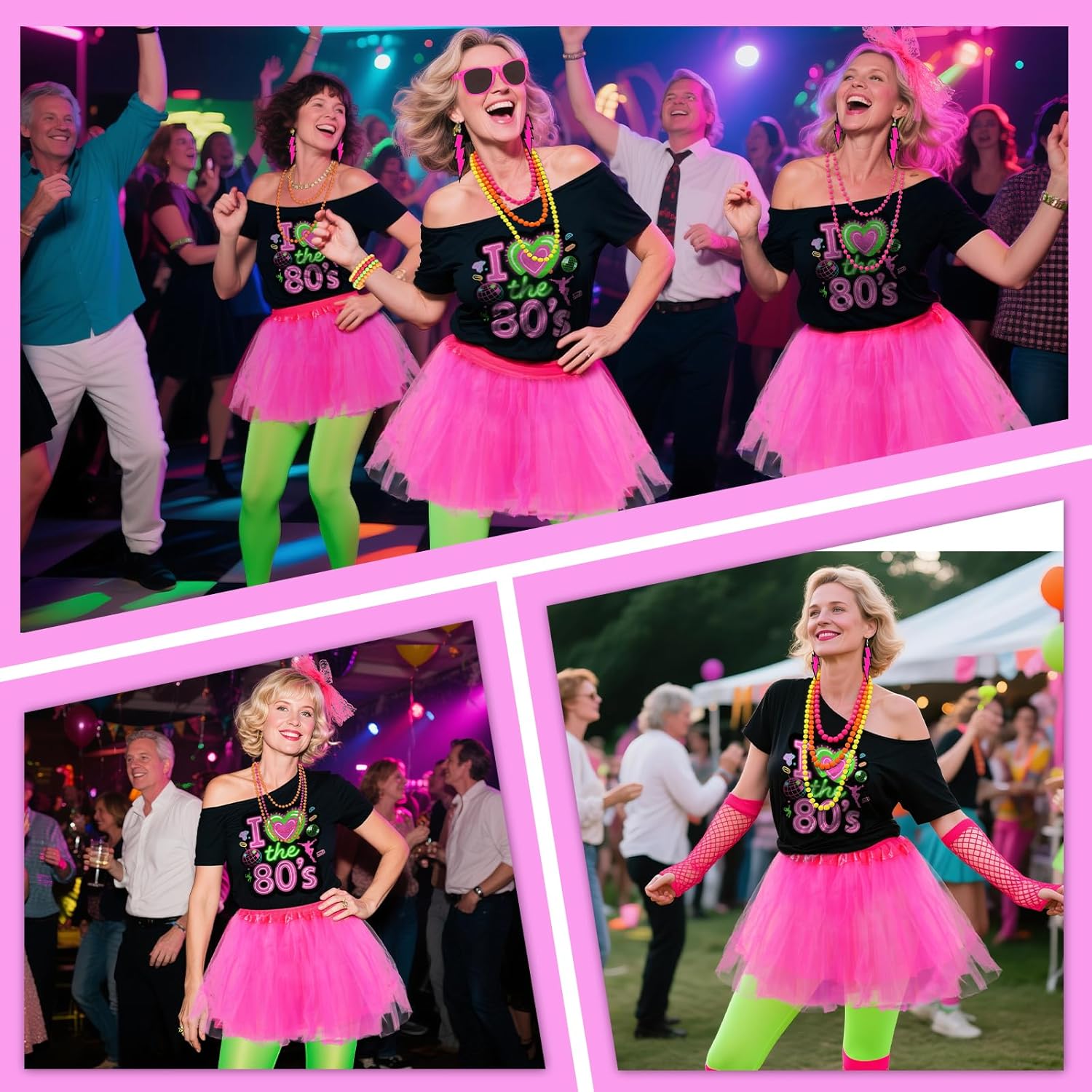 80s Outfit for Women,80s Costumes Dress for Women Decades Day Outfits Womens for Neon Themed Party - Image 3