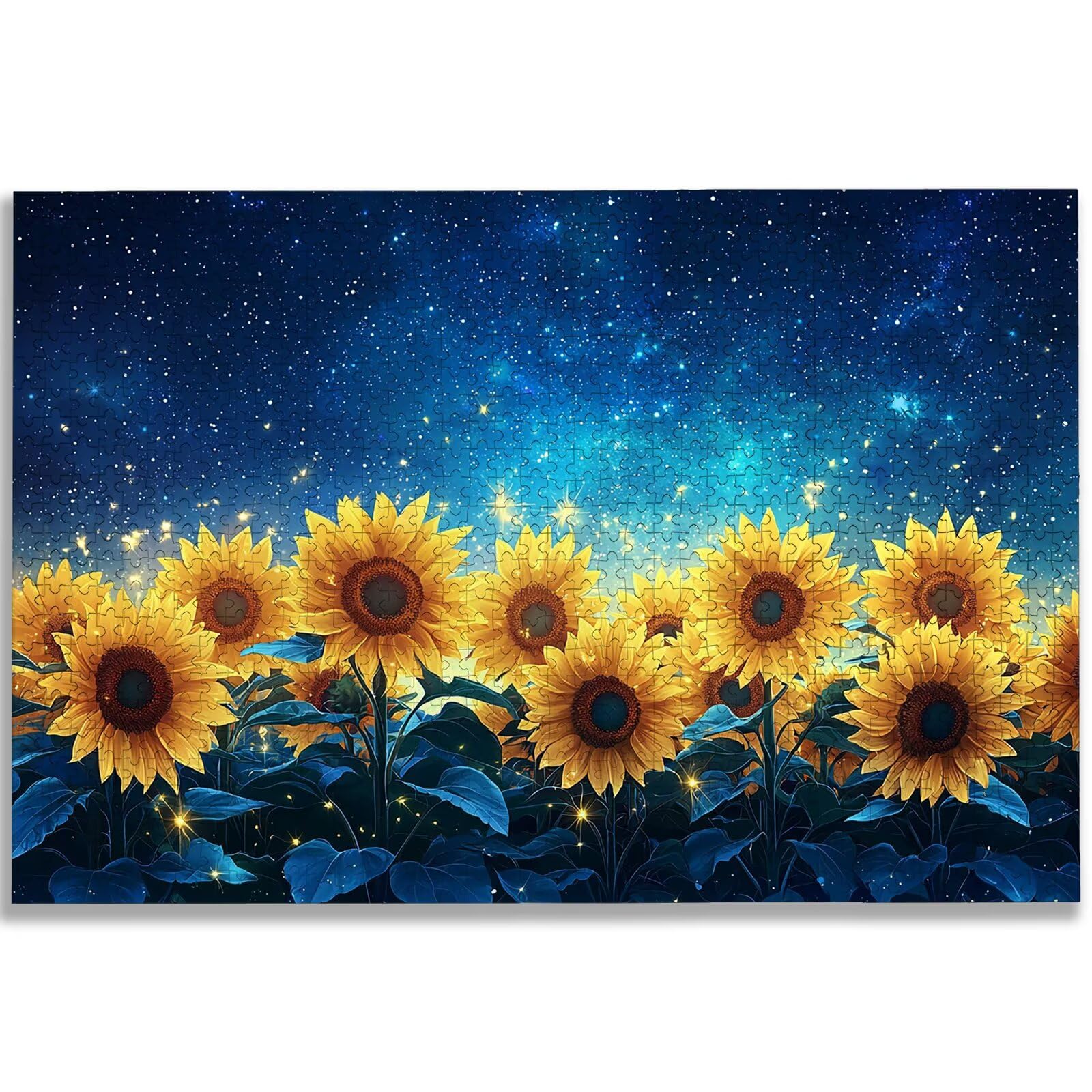 Puzzle 1000 elementów, kwiaty, 1000 elementów, dla dorosłych, drewniane puzzle dla dorosłych, z wykwintnym pudełkiem do pakowania, klasyczne puzzle, słonecznik dla całej rodziny, duże puzzle na