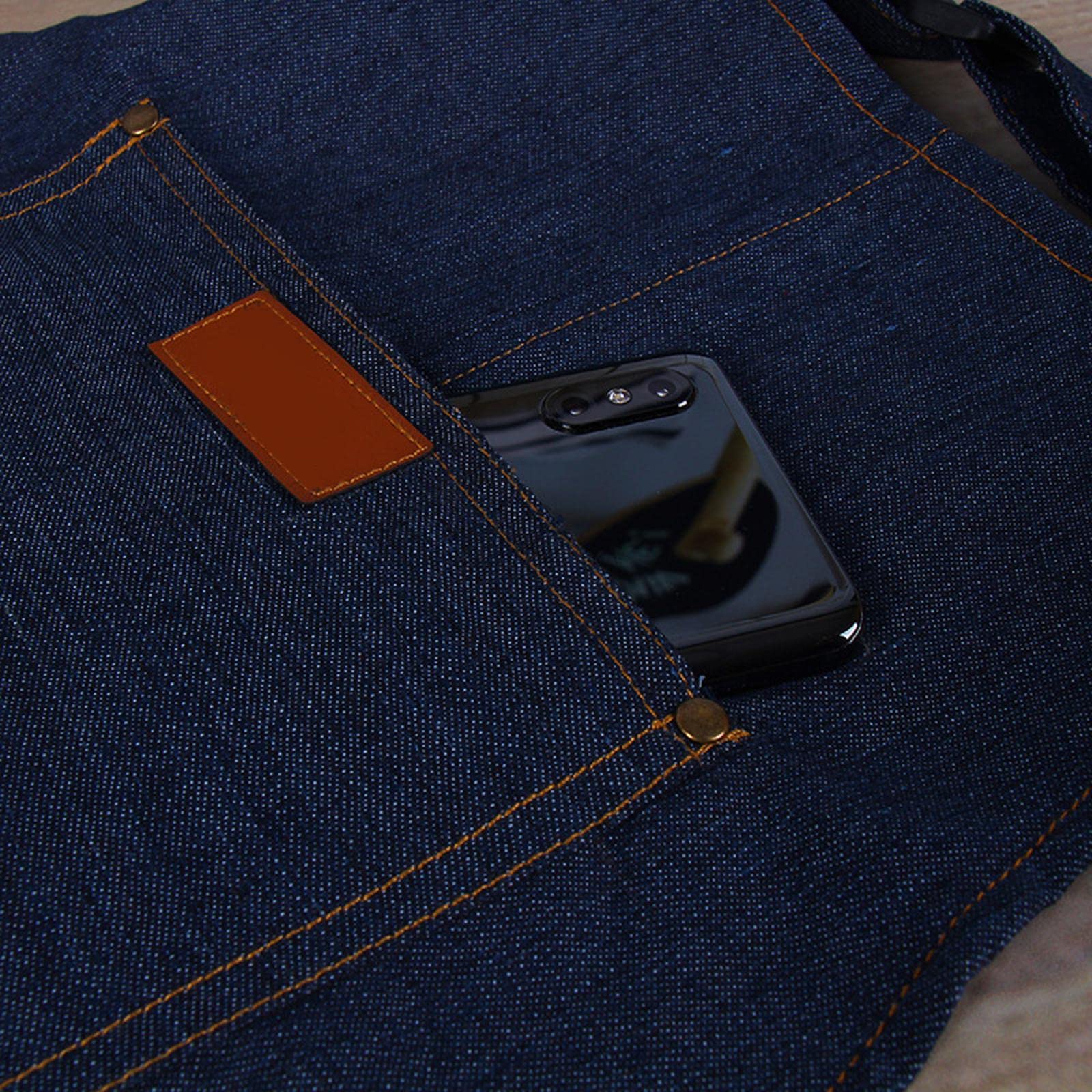 Perfk Tablier à Jambes Fendues En Denim, Poterie, Portable - 5