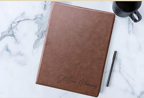 Miniatura 8 de Leatherette Notepad Portfolio. Personalized Engraved Journal. Engraved Simple Notepad (Dark Brown)