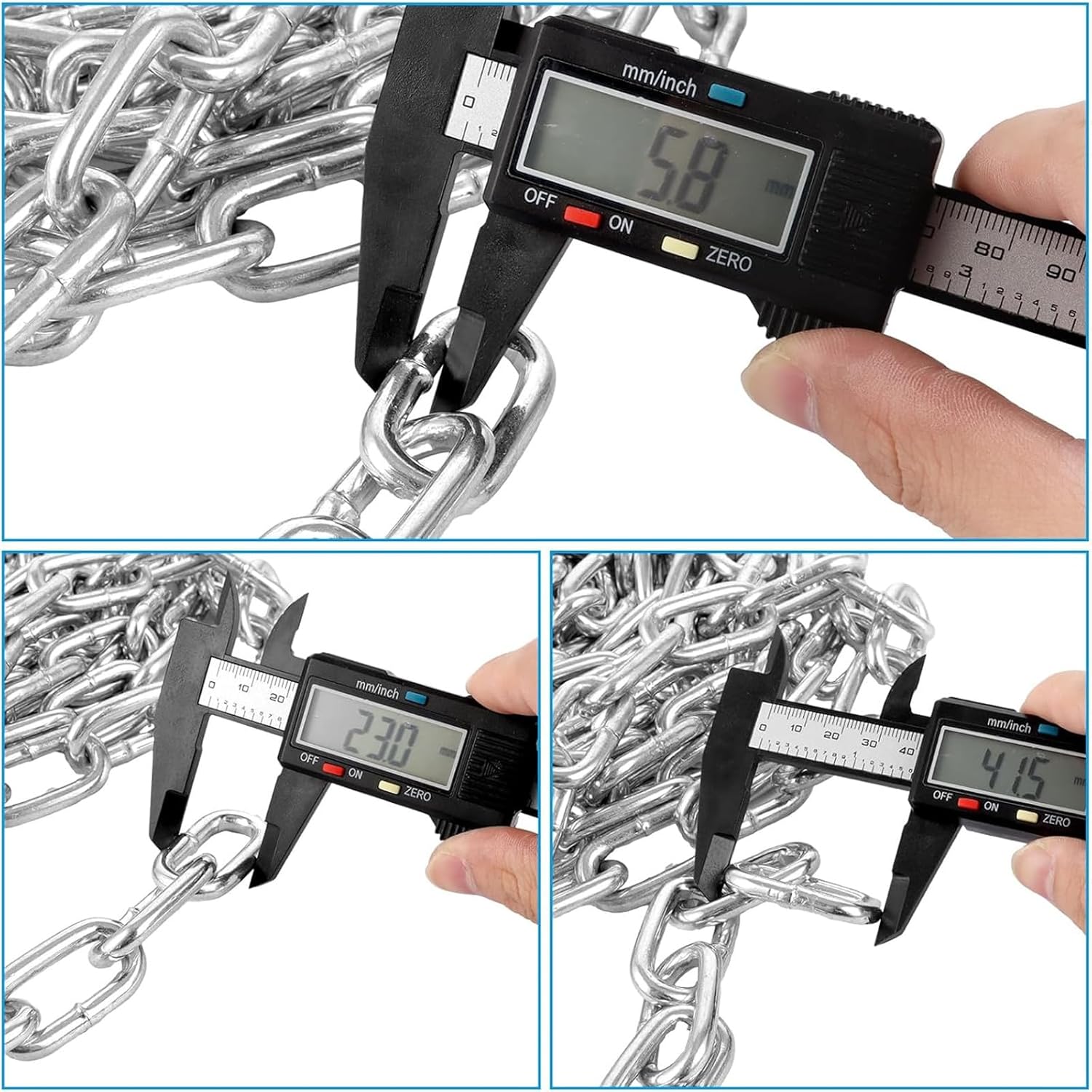 RHBLME 1/4" x 19.69 Ft Metal Chain, Galvanized Iron Coil Chain, Heavy Duty Chain Links Metal Decorative Chain, Camping Pet Dog Chain Hanging Chain for Swing Feeder Planters - Image 3