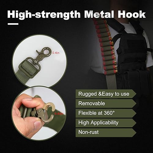 Miniatura 5 de Escopeta de 15 agujeros, cabestrillo de dos puntos, calibre 1220, bandolier, ajustable, elástico, nailon, accesorio QD