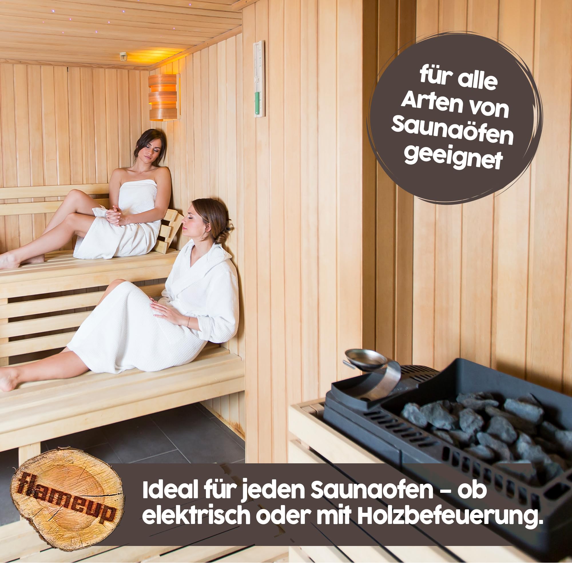Diabas Saunasteine, 20 kg, 50-80 mm, vorgewaschene Aufgusssteine für Saunaofen, handverlesen, schadstofffreies Saunazubehör für alle Arten von Sauna