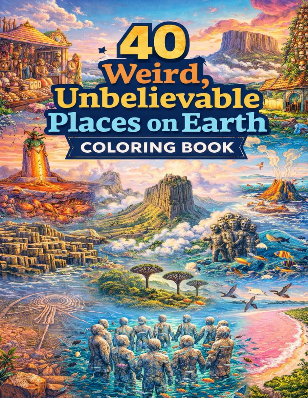 40 Weird, Unbelievable Places on Earth Coloring Book: A Coloring Adventure Through the Strangest Real Places on the Planet (Color Me Weird Coloring Books)