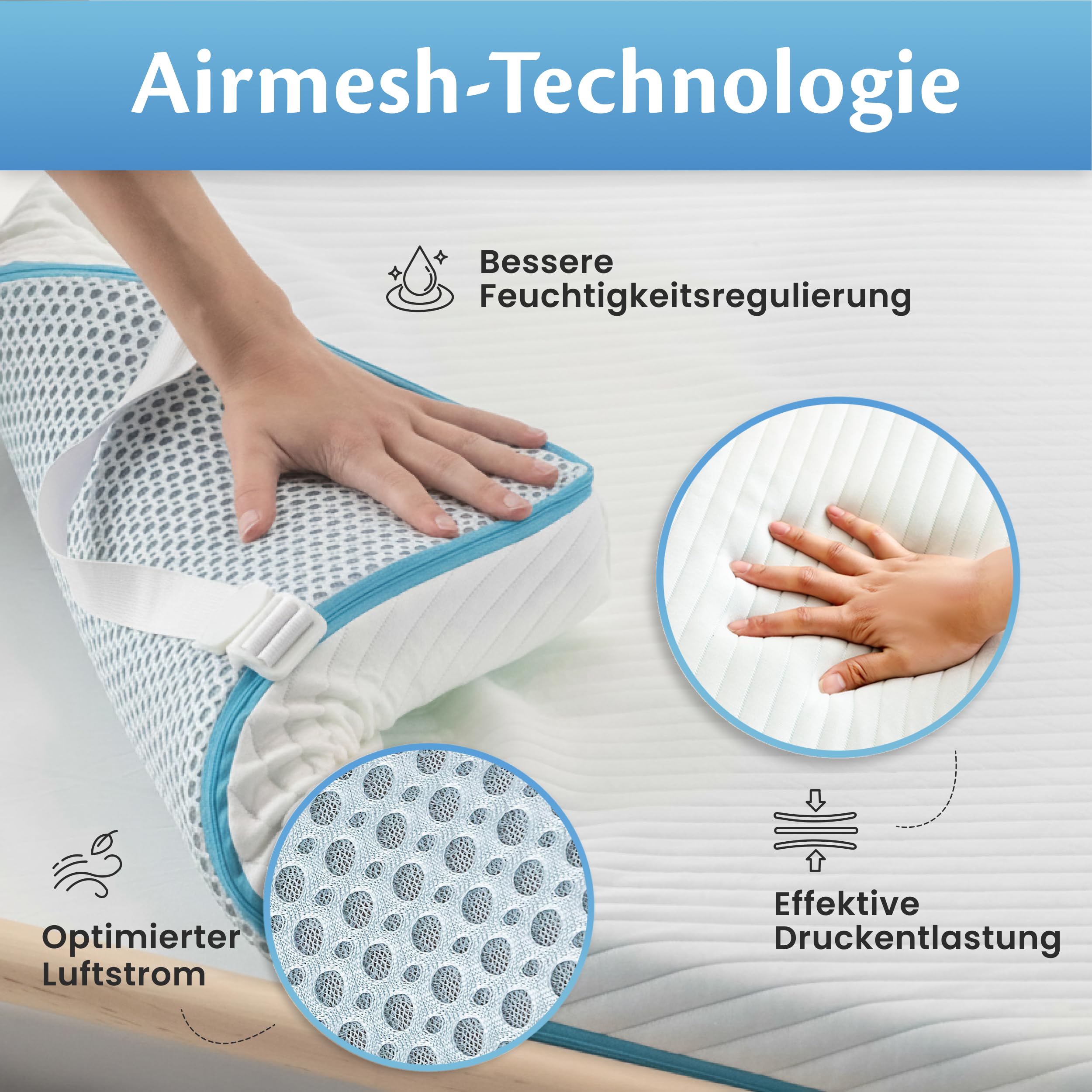 Ella Topper 90x200cm H3 H2 7cm hoch, Matratzentopper mit Elastischer und Rutschfester Unterseite, Gel Memory Schaum, Öko-Tex & CertiPUR zertifizierter Visco Thick Mattress Topper
