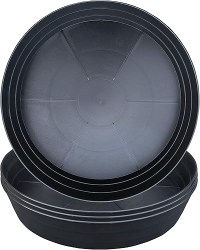 LWALRS 4 bandejas de goteo de 14 pulgadas para macetas bandeja de plantas duradera resistente y profunda escurridor de plantas de plástico para base