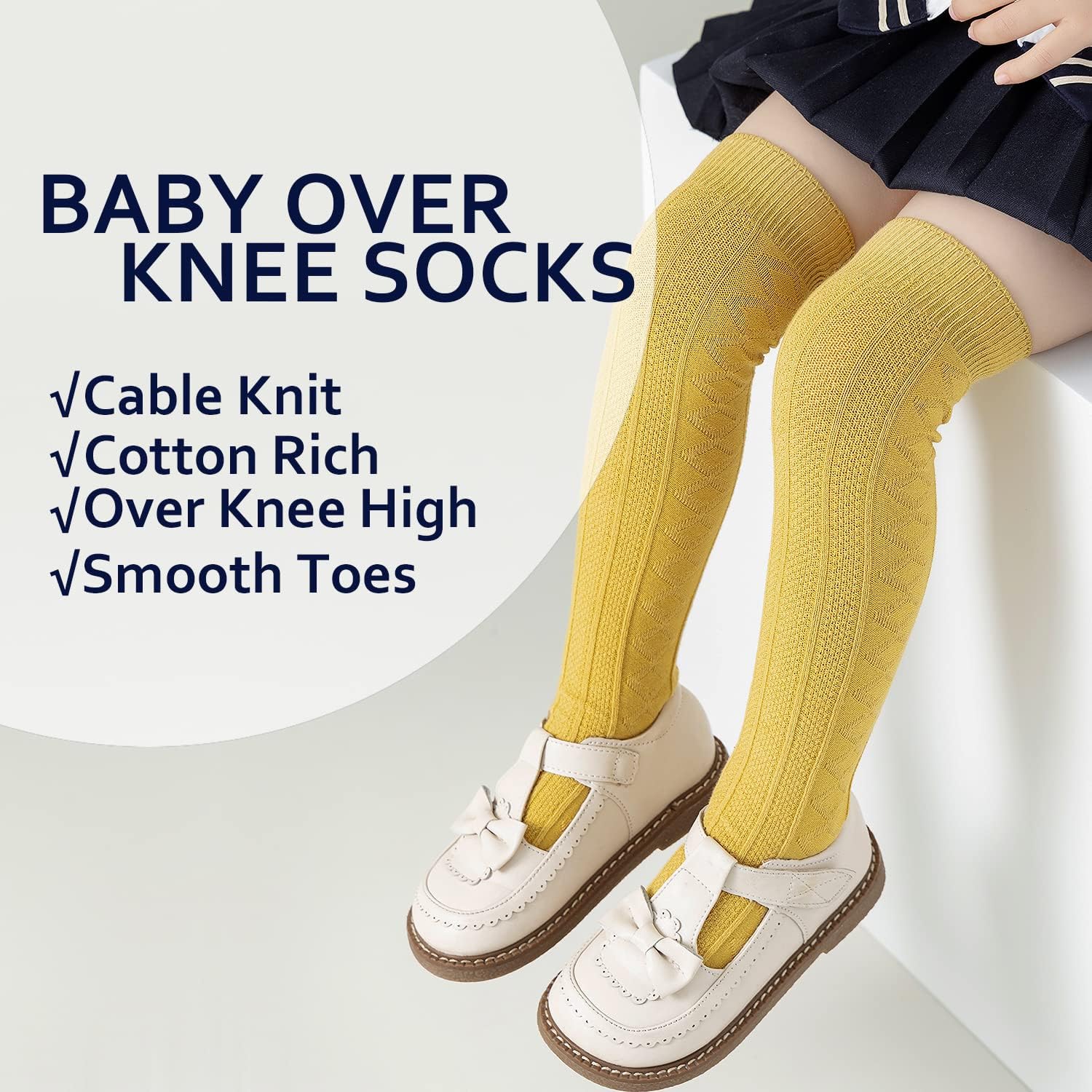 EPEIUS Baby Knee High Socks - Baby Girls Seamless Tube Ruffled Stockings Cotton Long Socks Over the Knee Sox 0-6 Years - Image 3