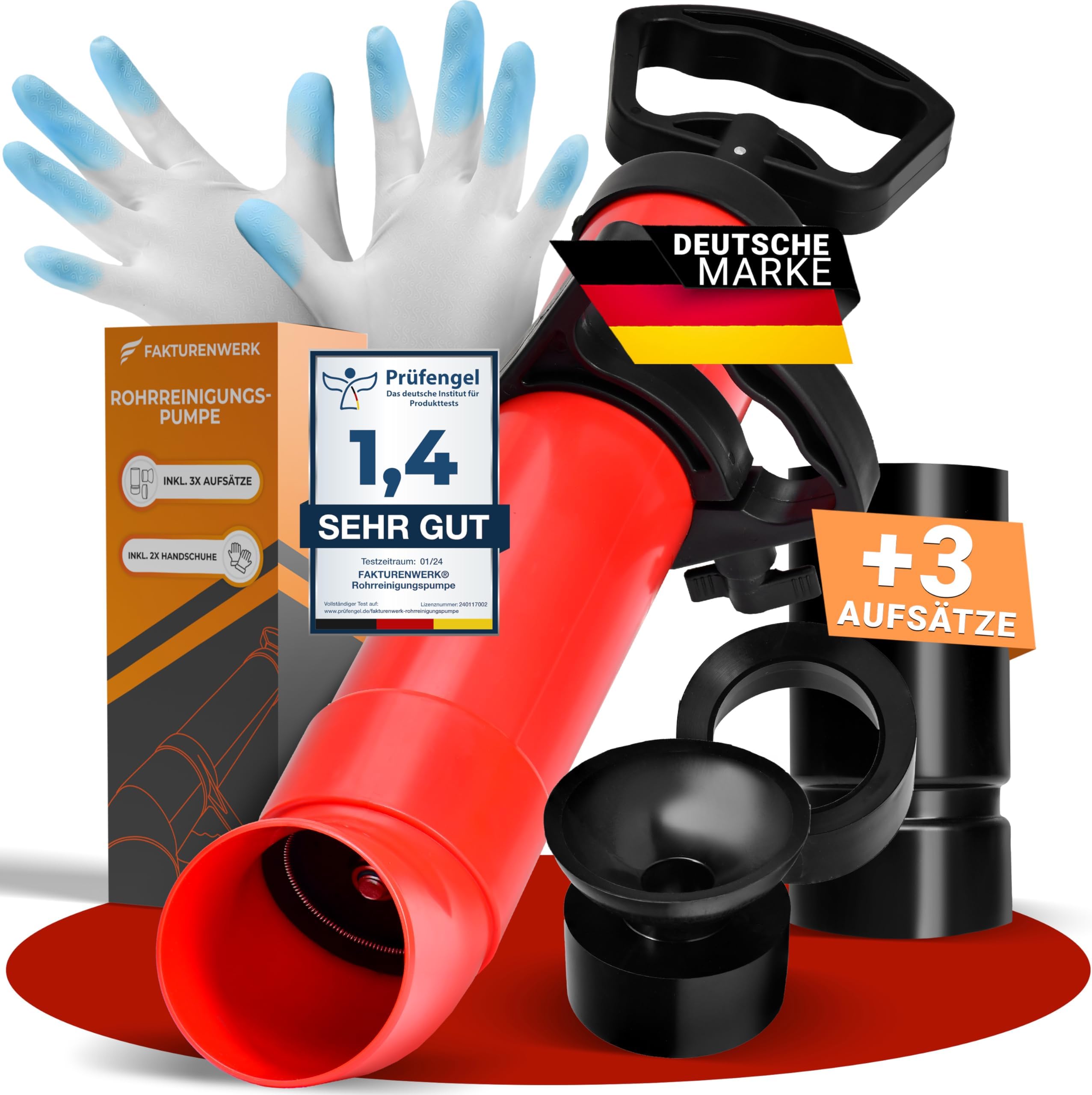 OLAXX 5-in-1 Druckluft Rohrreiniger Set - 8 Bar Mit Edelstahlkörper & 8 Aufsätzen