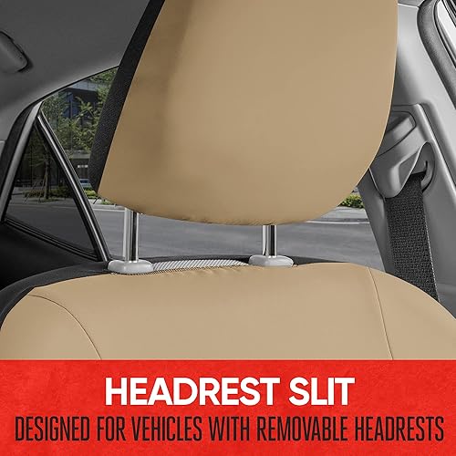 Miniatura 4 de Motor Trend LuxeSport Premium - Fundas de asiento de coche beige para asientos delanteros, paquete de 2 protectores de asiento para automóviles con