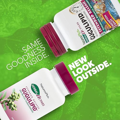 Miniatura 2 de Natures Plus Herbal Actives Gugulipid, liberación prolongada, 1000 mg, 2.5% de guggulsteronas, 30 tabletas veganas, suplemento botánico ayurvédico,