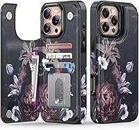 Vista 374 de LETO para iPhone 15 Pro Funda tipo cartera - Tapa tipo folio con patada - Diseños de moda - Tarjetero - Funda protectora para mujeres y niñas - 6.1