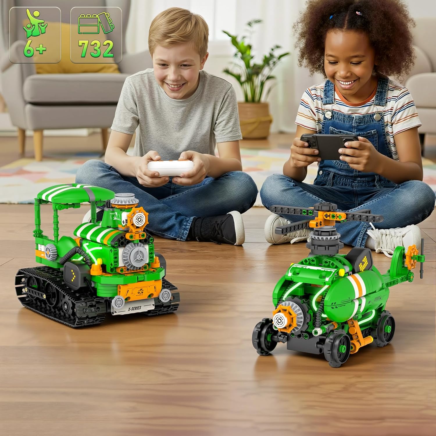 STEM Robot Building Kits for Kids 6-14, 5in1 Remote & APP Controlled STEM Tractor/Frog/Robot Building Toys, 732 Pcs Educational Building Block Sets for Kids, Erector Sets Gifts for Boys Girls - Image 7