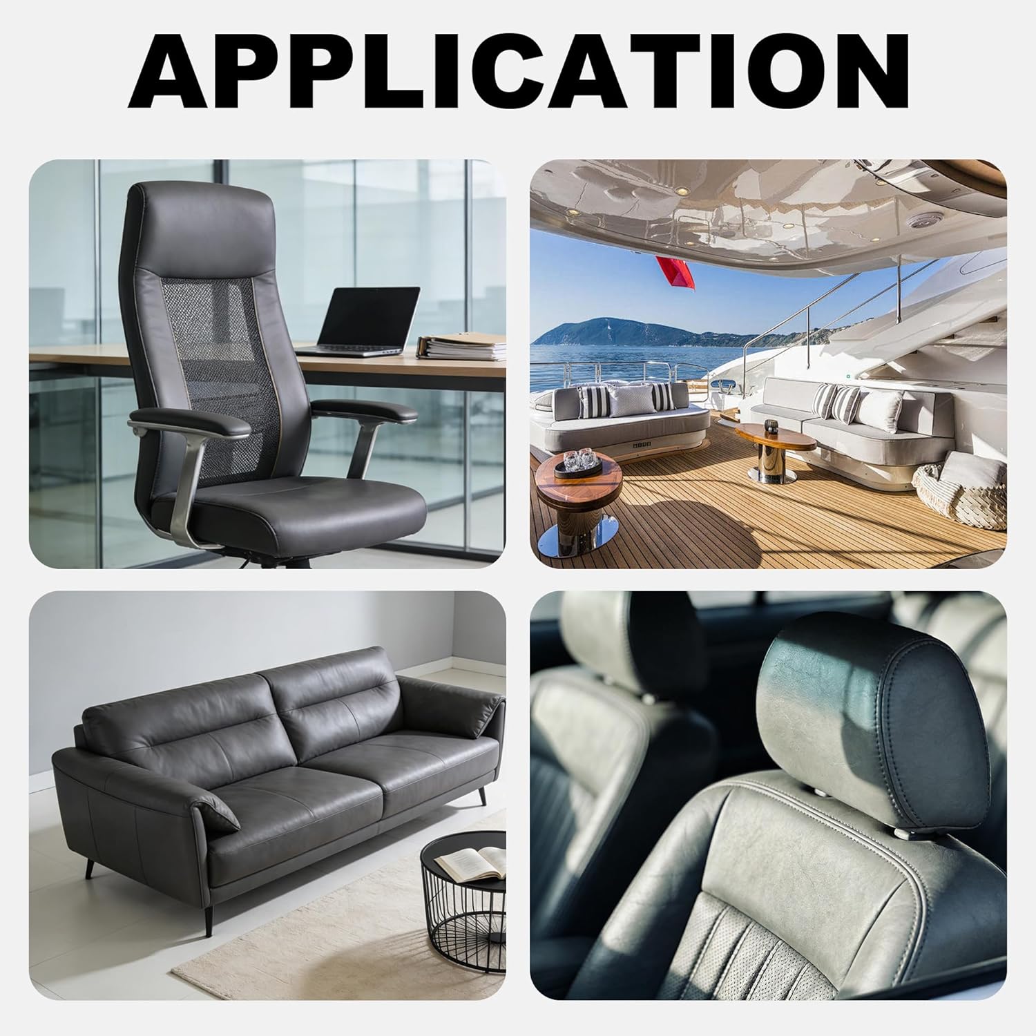 Faux Leather, Marine Vinyl PVC Leather for DIY Upholstery, Sofa Car Boat Seat Repair, Waterproof & Easy to Clean, Grey (1 FT 55x12 Inch)