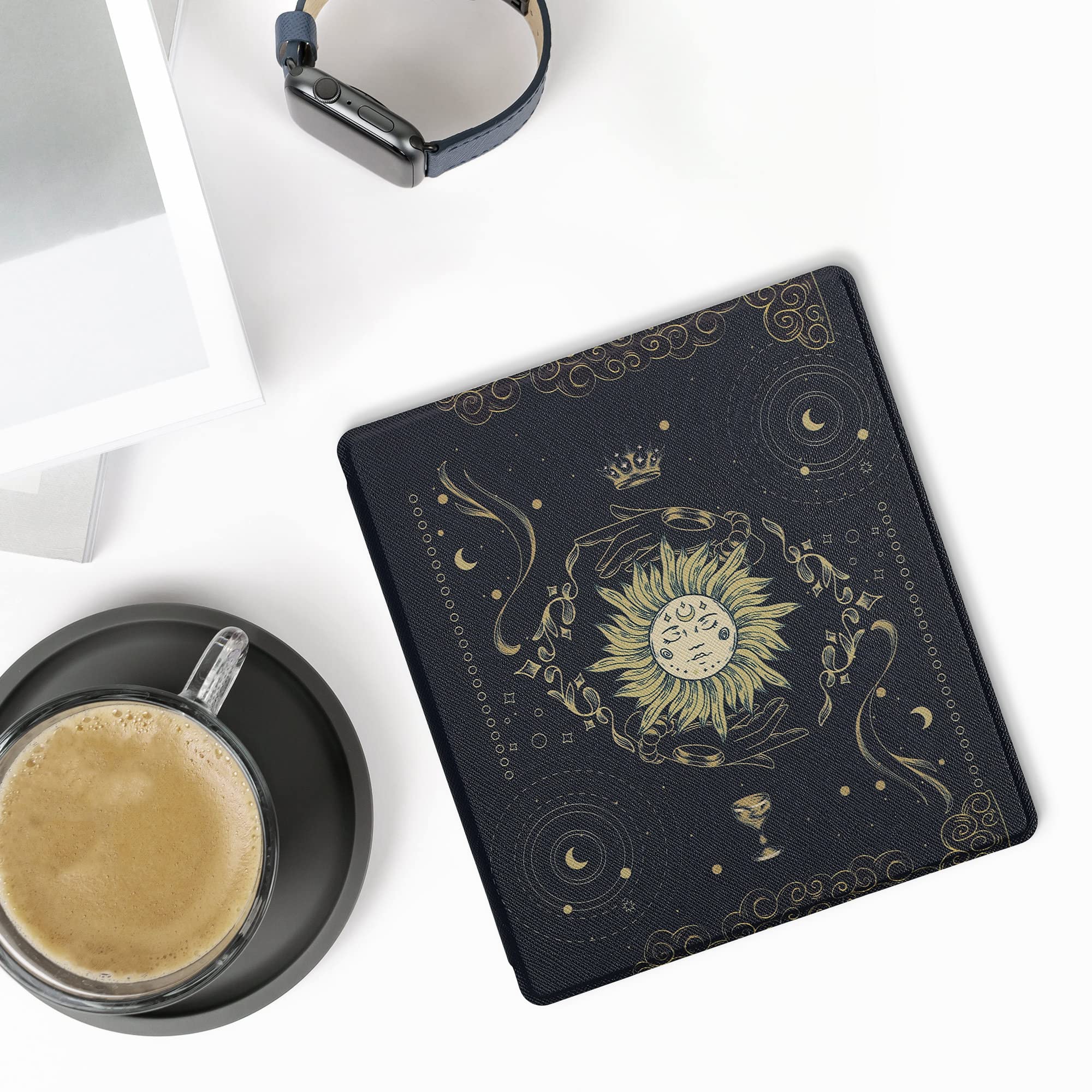 kwmobile Cover for Amazon Kindle Oasis 10. Generation Case - eReader Cover with auto sleep funktion - Tarot Card with Dark Blue/Yellow/Black — view 2