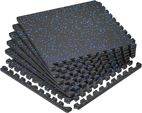 SUPERJARE Alfombrillas de Equipo de Ejercicio Extra Gruesas de 0.79'', 6 Piezas 24 Pies Cuadrados Baldosas de Piso con Parte Superior de Goma con
