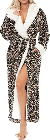 Alexander Del Rossa Sherpa Robes for Women Long, Womens Robes Long Hooded Bathrobes for Women, Winter Plus Size Robe