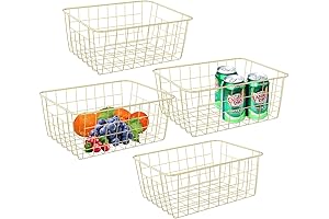 Gold Wire Storage Basket Organizer