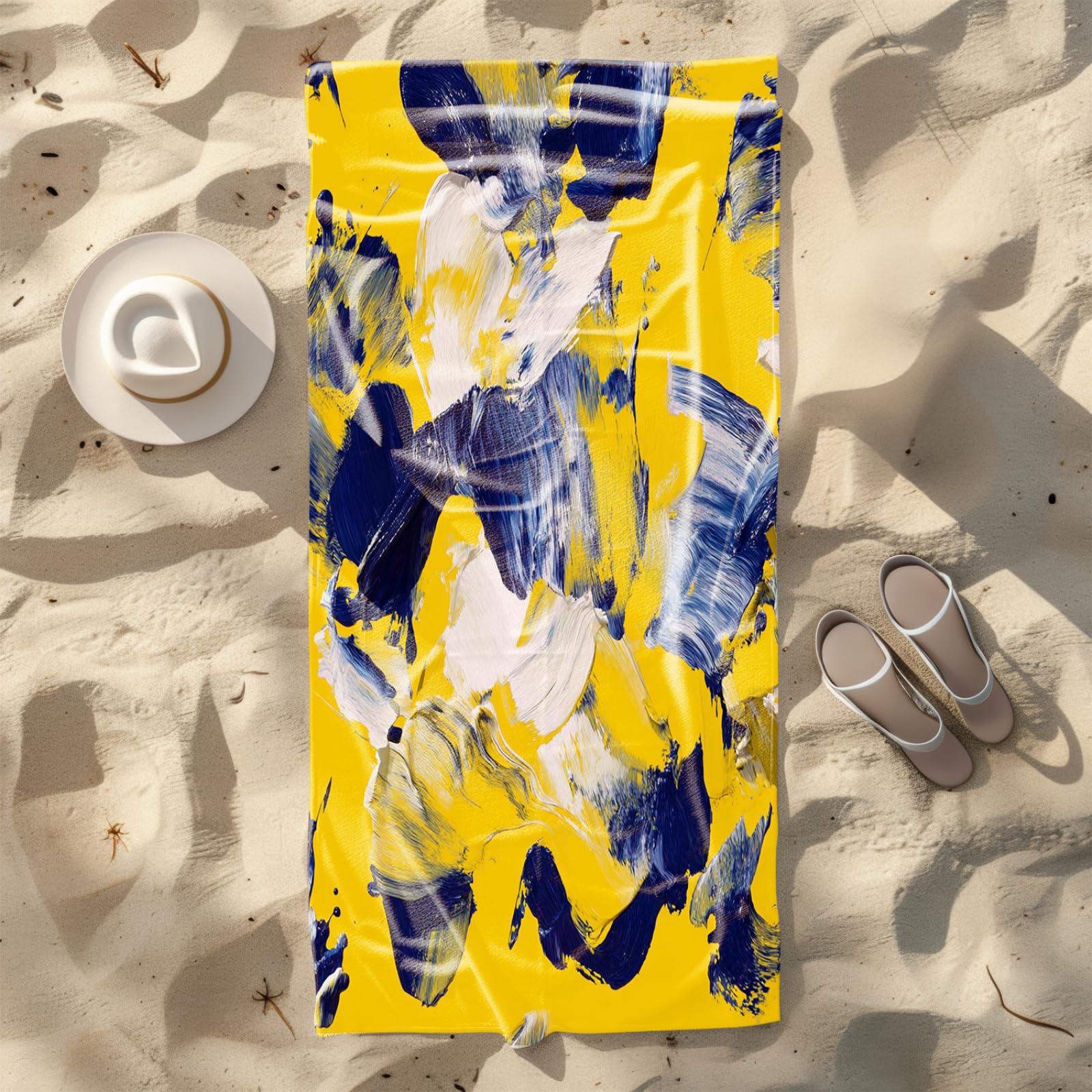 Genérico Toalla Playa 90X180 Azul Amarillo