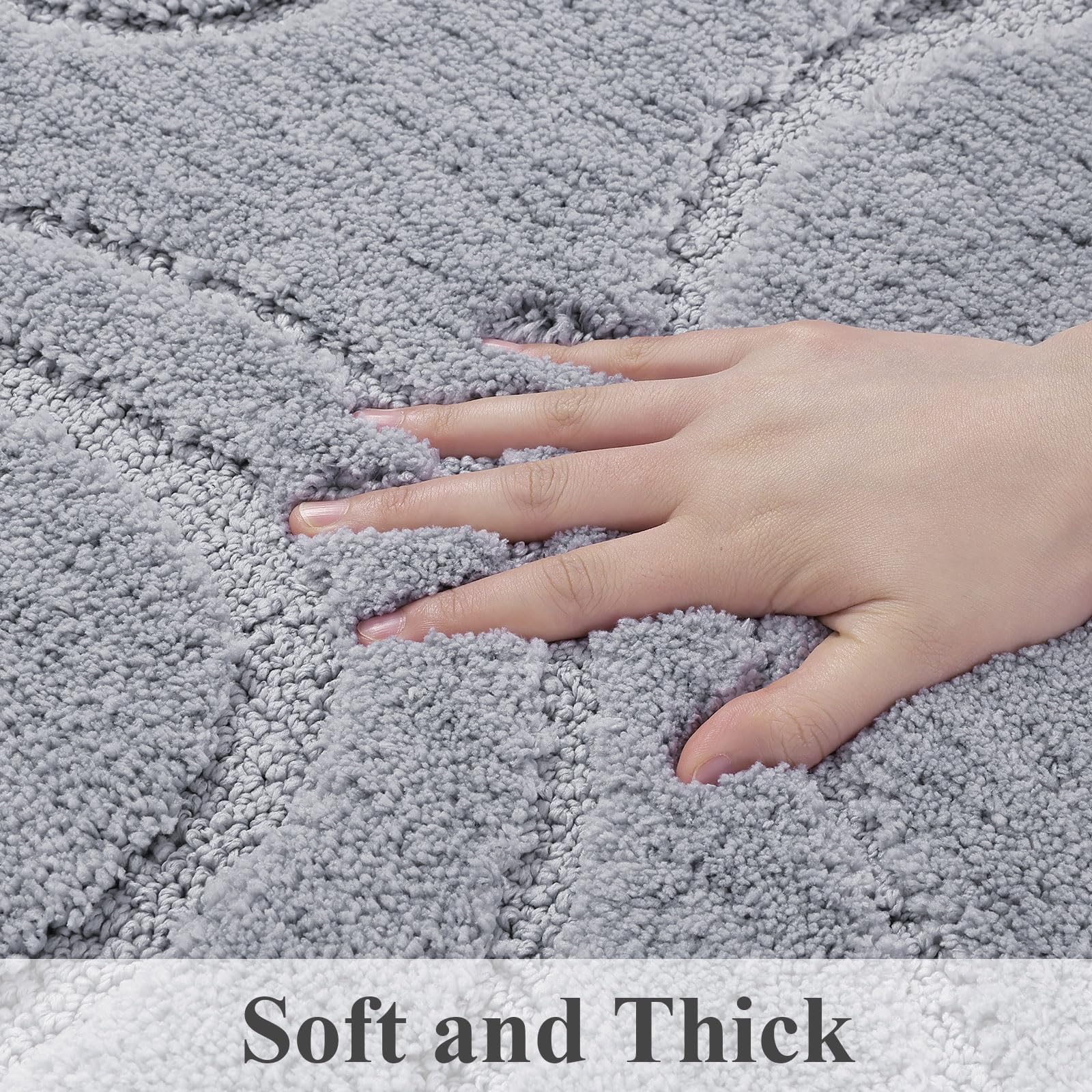 SHACOS Tappeto Bagno Antiscivolo 60 x 120 cm, Tappetino Bagno in Microfibra Soffice e Morbida, Super Assorbente, Lavabile in Lavatrice, Ideale per Doccia e Vasca da Bagno, Grigio Chiaro
