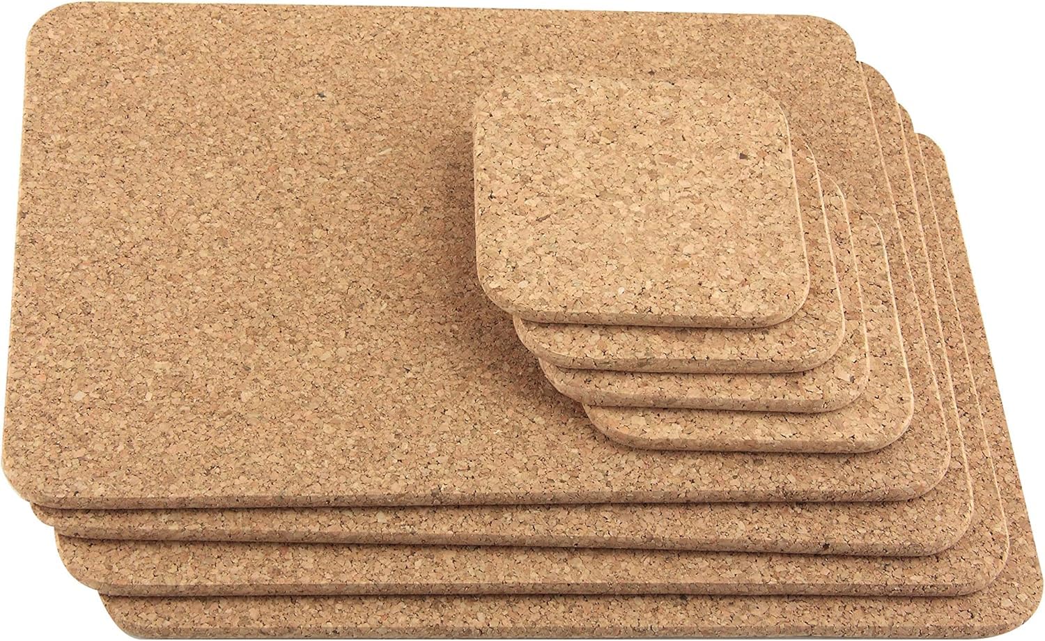 Cole & Bailey Natural Cork Placemats and Coasters Set, 8 Piece Organic Alentejo Table Protection Set, Eco Cork Material, Dining Table Accessories