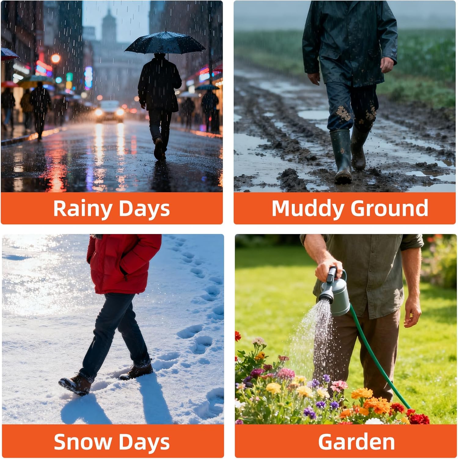 Rain Shoe Covers Waterproof Shoe Covers Non-Slip Reusable Latex Shoes Covers For Rain Resistant Rain Boots for Men Women Outdoor Galoshes Overshoes Protection - Image 8