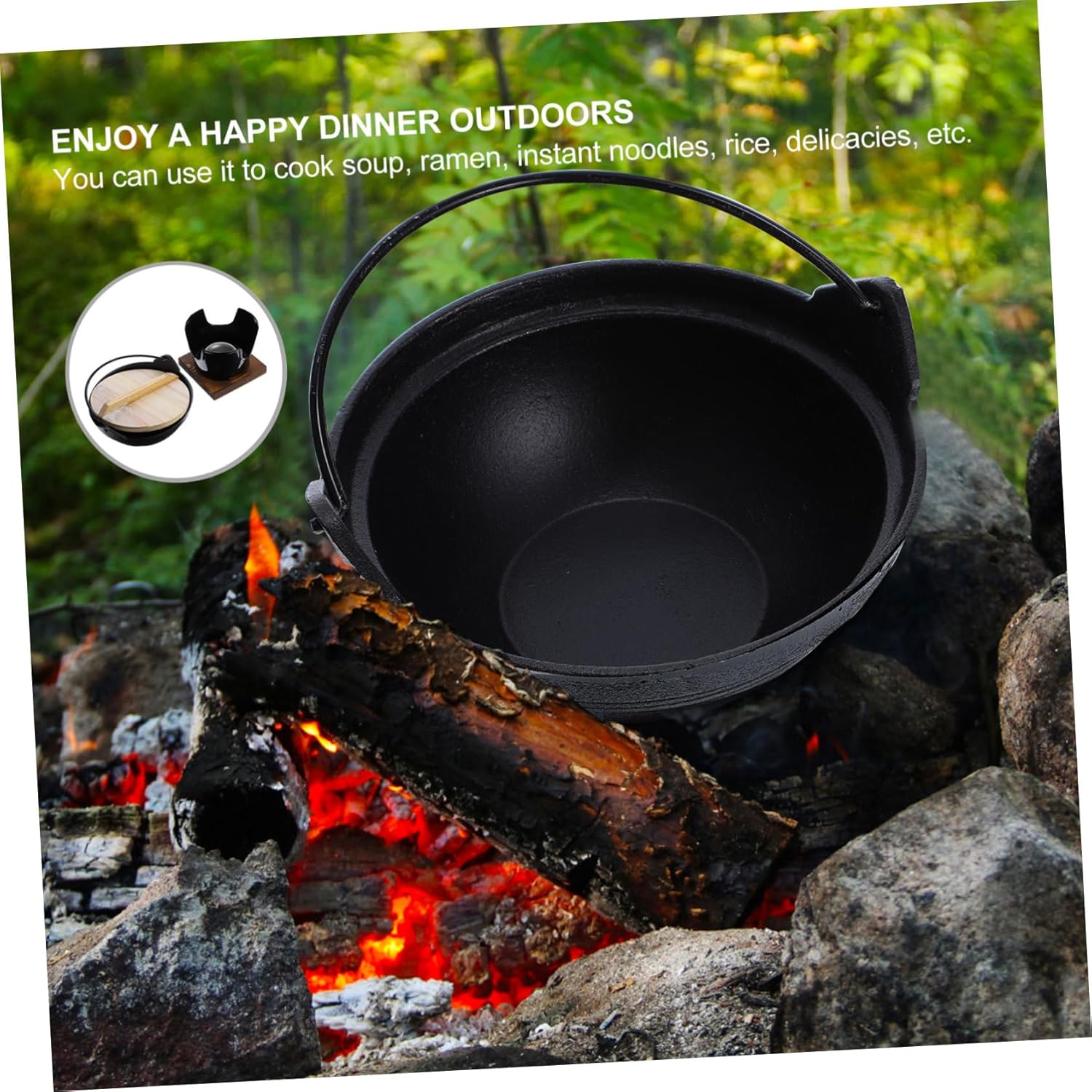 BESPORTBLE 1set Outdoor Multifunctional Cast Hot Pot Camping Cooking Pot Supporting Plate for Picnics Family Gatherings and Outdoor Cooking