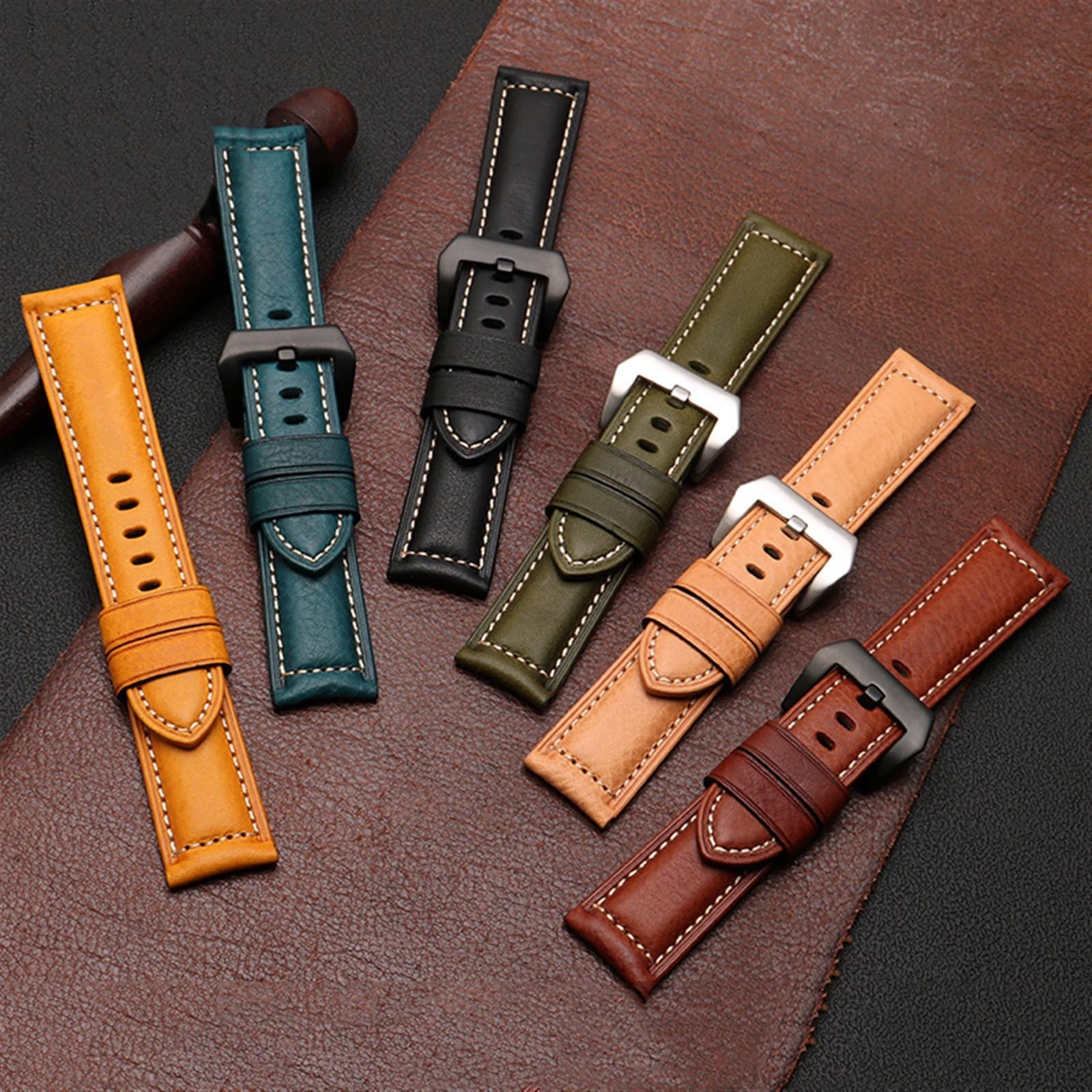 Cinturino in pelle da uomo, adatto per Panerai, Seiko, Citizen, Jeep, cinturino in pelle italiana da 22 mm, 24 mm, 26 mm