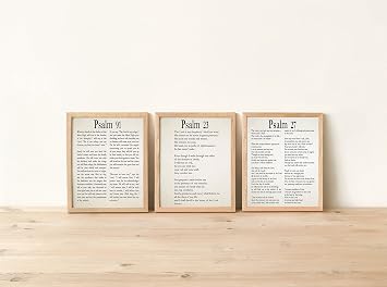 Psalm 91 23 & Psalm 27 Scripture Bible Verse Wall Art, Home Decor Wall Collage Christian Bible Quote Prints Spiritual Gifts Home Scripture Signs Wall Artwork Ready to Frame Art Bible Verses (8 x 10)