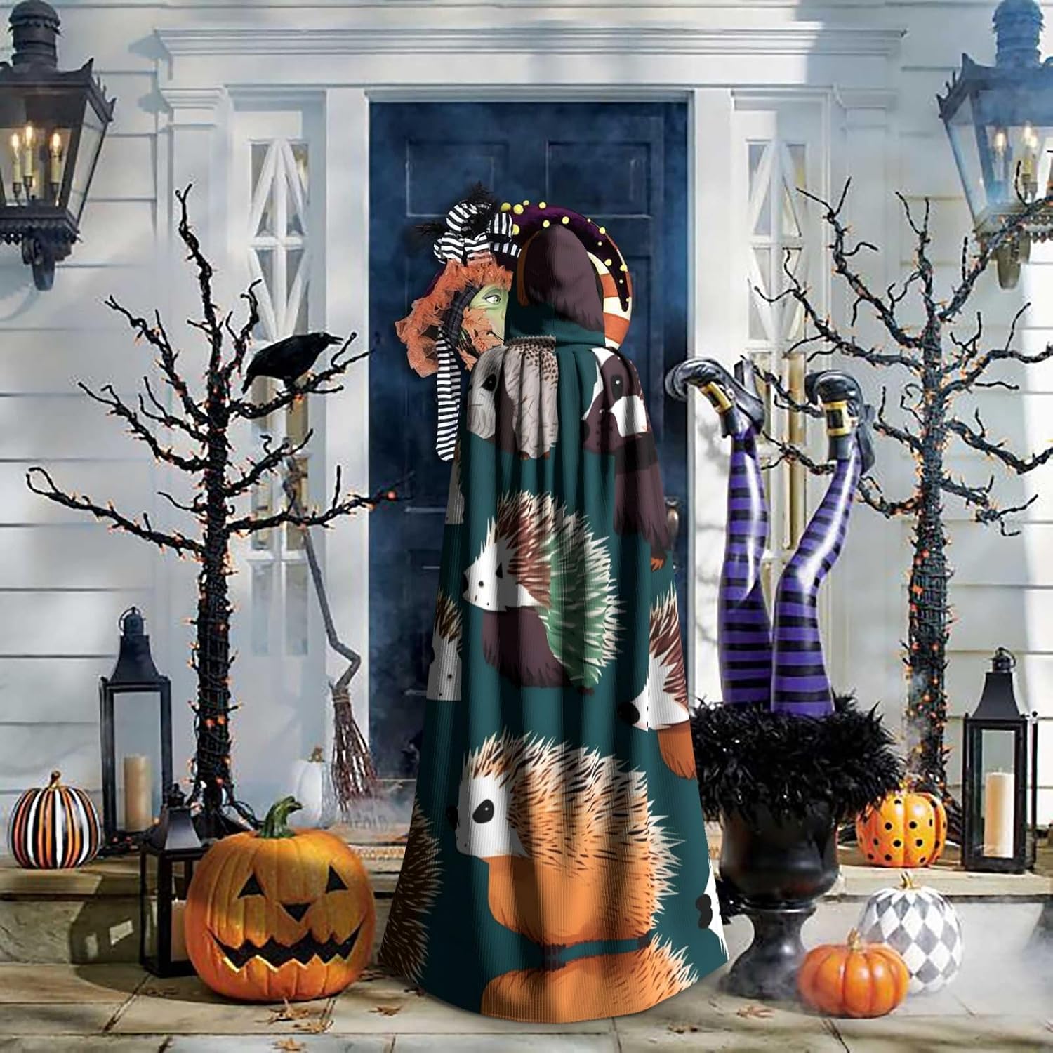 Many hedgehogs print Adult Carnival Festival cape Cosplay cape Gothic-themed party costume robe Witch