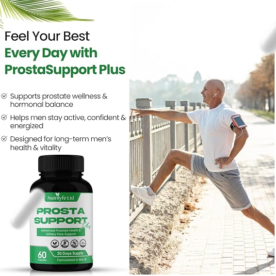ProstaSupport Plus – Prostate Health Supplement for Men | Supports Urinary Flow, Bladder Control & DHT Balance | Pygeum, Pumpkin Seed, Stinging Nettle, Zinc | 60 Vegan Capsules | Non-GMO